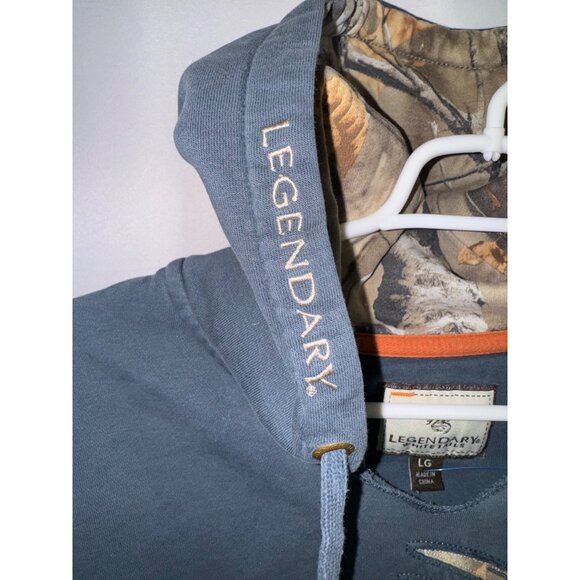 Legendary Whitetails Mens Hoodie Large Camouflage Lining Kangaroo Pocket Blue - Picture 10 of 15